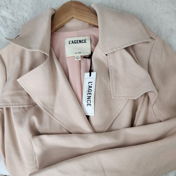 NWT L'Agence Elise Belted Trench Coat Dress - Sandwashed Petal Pink - Size XS - Picture 9 of 14